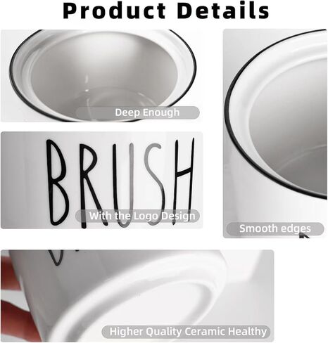 ONTUBE Ceramic Dish Brush Holder, Farmhouse Scrub Brush Holder Dishwashing Brush Stand, Soap Dispensing Kitchen Brushes Holder (White) in Kuwait