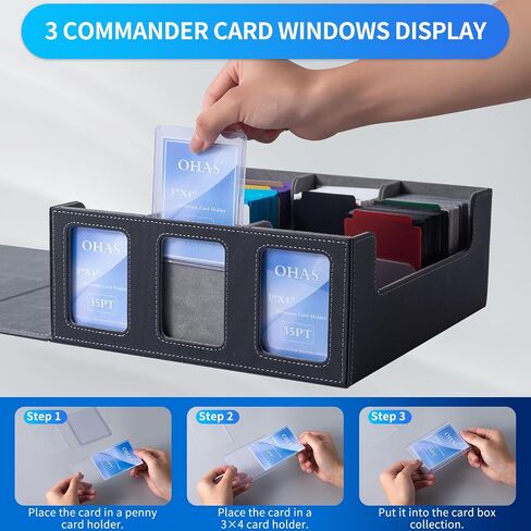Card Storage Box for Trading Cards,1800+ MTG Deck Box with Viewing Window,with 200 Penny Sleeves,Magnetic Closure Trading Card Storage Fits for TCG Magic Game Cards and Sport Cards(Black&Blue) in Saudi Arabia