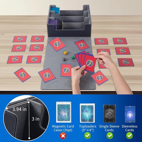 Card Storage Box for Trading Cards,1800+ MTG Deck Box with Viewing Window,with 200 Penny Sleeves,Magnetic Closure Trading Card Storage Fits for TCG Magic Game Cards and Sport Cards(Black&Blue) in Saudi Arabia