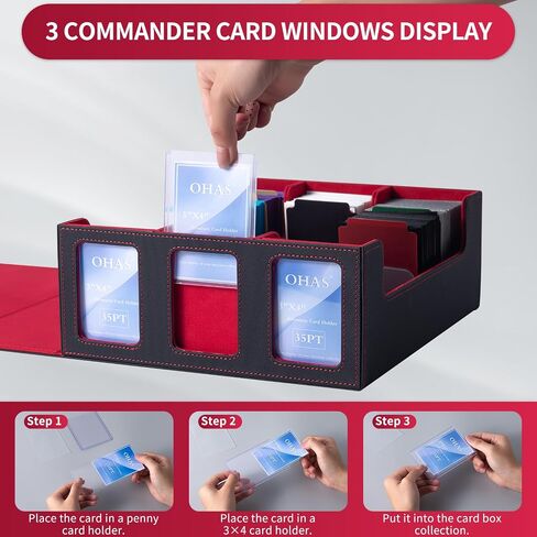 Card Storage Box for Trading Cards,1800+ MTG Deck Box with Viewing Window,with 200 Penny Sleeves,Magnetic Closure Trading Card Storage Fits for TCG Magic Game Cards and Sport Cards(Black&Blue) in Saudi Arabia