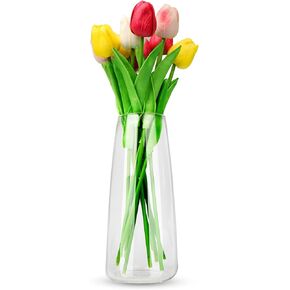 DARENYI Clear Glass Vase, Flower Vase for Home Decor, Modern Decorative Vase for Centerpiece, Living Room, Office, Wedding or Gifts