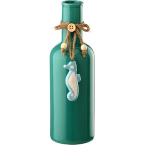 شركة الشجرة الوطنية، مزهرية بورسلين مقاس 9 بوصة مع فرس البحر، فيروزي in Kuwait