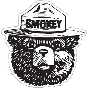 StickyChimp Smokey the Bear Firefighting WILDFIRE sticker 4" x 4",Black