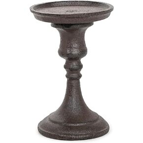 Sungmor Rustic Cast Iron Pillar Candle Holder, 9.6" Tall Vintage Candlestick Holders, Table Centerpiece Metal Candle Holder, Farmhouse Candle Stand for Fireplace Shelf Home Decor