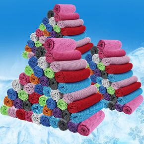 BBTO 80 Pack 32 x 12 Inch Microfiber Ice Towel, Cooling Cold Towel for Neck and Face Breathable Chilly Towel for Yoga, Sport, Gym, Workout, Camping and More Activities(Multicolor)