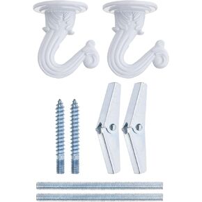 uxcell Ceiling Hooks with Hardware Zinc Alloy White 29x38mm 2Pcs for Hanging Chandeliers Plants