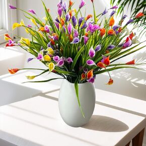 Artificial Flowers for Outdoor Decor, 10 Bundles, UV Resistant, Vibrant Realistic Look, Multicolor Pack