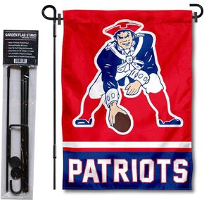 WinCraft New England Patriots Pat Patriot Garden Flag with Stand Holder