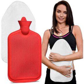 Hot Water Bottle with Cover, 3L Hot Water Bag, Rubber Hot Water Bottles for Pain Relief, Hot and Cold Compress, Menstrual Cramps Relief (Grey)