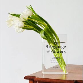 Acrylic Book Vase Clear Modern and Aesthetic Decor Sleek and Minimalist Home/Office (Transparent)