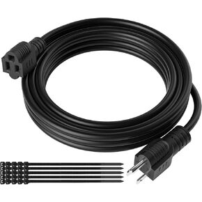 Extension Cord 4 FT, 3 Prong Extension Power Cord, 16/3 Gauge Flexible Cold, 13A 1625W 16AWG, 3 Prong Electric Cord, ETL, Black Cable with 25 Cable Ties