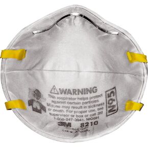جهاز تنفس 3M N95 Performance 8210، 20 عبوة، صنفرة للجدران الجافة، معتمد من NIOSH-N95، وسائط ترشيح متقدمة لسهولة التنفس، رغوة أنف مبطنة، مشبك أنف قابل للتعديل، أشرطة قابلة للتمدد (8210D20-DC) in Kuwait