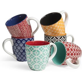DOWAN Coffee Mugs Set of 6, 19 oz Large Porcelain Mug, Ceramic Tea Cups with Handle for Men Women, Mug Gift Set, Housewarming Wedding Gift