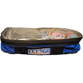 Cornhole Bags Case BLUE Patch Pouch four bag carrier heavy duty double zipper vinyl top small insert single set case organizer for rolling cases and backpacks.
