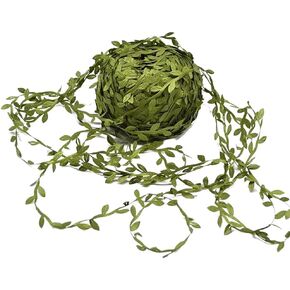 Green Leaves Leaf Trim Ribbon, Leaf Ribbon Trim Rope for Garland DIY Crafts Gift Wrapping Party Wedding Home Decorations, 656ft/328ft/164ft/65.6ft