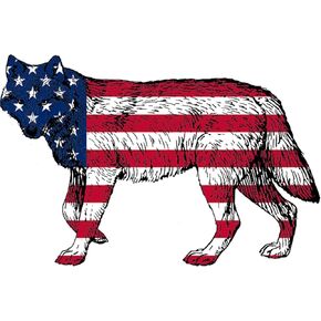 Rogue River Tactical Wolf Decal Sticker Silhouette American Flag USA Large 4x4 Inch Patriotic Decal Auto Bumper Sticker Vinyl Car Truck RV SUV Boat Window,Red