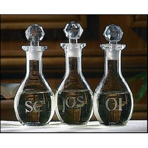 Stratford Chapel Glass Etched Chrismal Set, Set of 3, 7 Inch