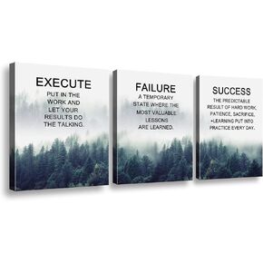 Canvas Wall Art Success Decor Set of 3 Print Execute Failure Success Inspirational canvas poster Print Motivational Decoration for home decor Office wall Decor A-273