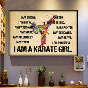 Metal Vintage Tin Sign Decor I Am A Karate Girl I Am Strong Gutsy Smart Tough Bold Brave Poster Wall Poster Plaque for Home Kitchen Bar Pub Club Coffee Shop Decor 8x12 Inch…