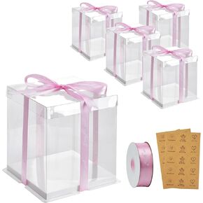10x10x12Inch Tall Cake Box,5Pack Bakery Boxes for Dessert Bread Pastry,Cake Boxes with Cake Boards,Treat Boxes Ideal for Birthday Wedding Graduation