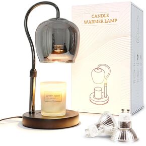 Electric Adjustable Height Candle Warmer Lamp with Timer, Dimmable Wine Glass Modern Candle Lamp Warmer Vintage Wax Warmer Lamp with 2 Bulbs, Lamp Candle Warmer for Jar Candles, Home Decor