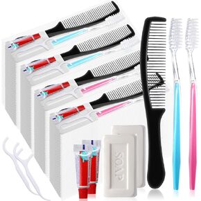 مجموعة 100 فرشاة أسنان للسفر من سويسين مع مجموعة معجون أسنان، فرش أسنان مغلفة بشكل فردي للاستعمال مرة واحدة مع مشط معجون الأسنان وشريط صابون وخيط تنظيف الأسنان للسفر والفندق ومأوى التمريض المنزلي in Kuwait