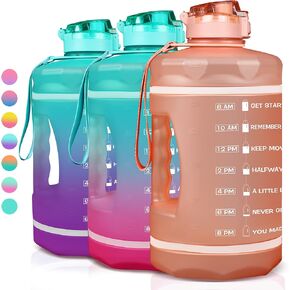 ZOMAKE Gallon Water Bottle with Straw & Time Marker - 64/128 oz Motivational Water Jug BPA Free Leakproof Large Water Bottle Ensure You Drink Enough Water Daily in Kuwait
