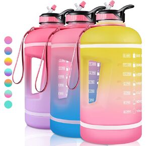 ZOMAKE Gallon Water Bottle with Straw & Time Marker - 64/128 oz Motivational Water Jug BPA Free Leakproof Large Water Bottle Ensure You Drink Enough Water Daily