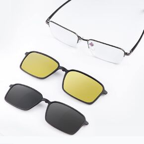 MIRYEA Progressive Multifocal Reading Glasses Men Women Anti Blue Light Reader with 2 Magnet Polarized Sunglasses Clip 2 in 1