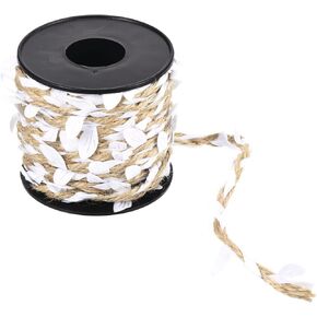 PATIKIL 33ft 5mm Burlap Leaf Ribbon, Braided Decoration Vine Natural Jute Rope Twine with Artificial Leaves for Jungle Wedding Party Home Garden Decor, Green