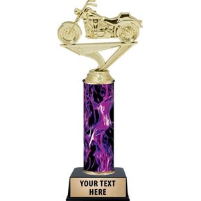Personalized Purple Inferno Motorcycle Trophy, 10" Soft Tail Motorcycle Trophy Award, Customize Now Prime
