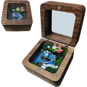 Micro landscape box, ring box, jewelry box, pearl box, handmade walnut wood, engagement ring box, birthday gift, Valentine's Day Christmas gift, for placing small rings, earrings, and necklaces