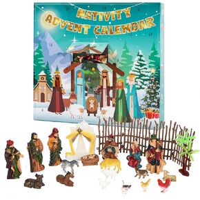 Nativity Advent Calendar 2024, Christmas Countdown Calendar with Nativity Scene Set - Christmas Advent Calendar for Toddlers Kids Adults Christian Religious Christmas Gifs Stocking Stuffers