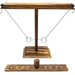 Ring Toss Games for Adults, Toss, Hook and Game, Indoor Outdoor Games, Handmade Wooden Hooks Bars, Home, Party Large Size brown