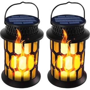 Solar Lantern Outdoor Lights, Flickering Flame Solar Lanterns Lights Outdoor Waterproof, Hanging Outdoor Solar Lanterns Lights, Solar Powered Lanterns for Patio Deck Yard, 4 Pack
