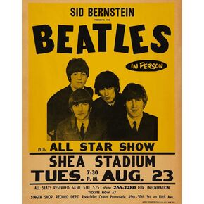 ملصق BigWigPrints The Beatles 1966 Shea Stadium NYC Concert - طباعة فنية جدارية مستنسخة - 11x14 تتميز بجون لينون بول مكارتني جورج هاريسون رينجو ستار in Kuwait