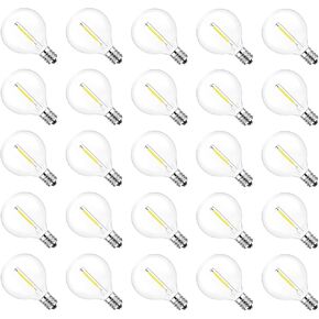 Jslinter 5000K Daylight G40 LED String Light Bulbs Replacement, 1W(11W Equivalent), 60LM, Shatterproof, E12 Screw Base, Vintage Edison Bulbs for Patio Garden
