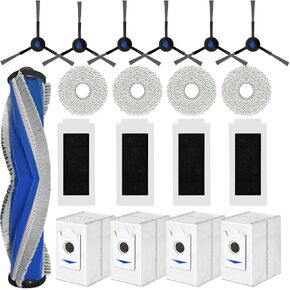 19 Pack Replacement Accessories for ECOVACS DEEBOT T30S/T30S Combo/T30S PRO/N30 Omni/N30 PRO Omni Robot Vacuum, 1 Main Brush, 6 Side Brushes, 4 Hepa Filters, 4 Mop Cloth Pads, 4 Dust Bags