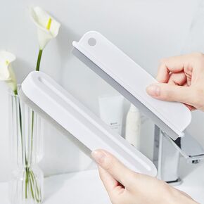 2 in 1 Countertop Squeegee and Sponge Brush Small Mini Squeegee for Kitchen Counter, Bathroom Shower Door, Glass, Sink, Mirror, Glass Table