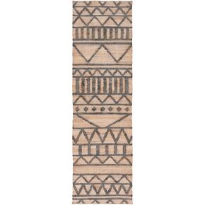 SAFAVIEH Kilim Collection Runner Rug - 2'3" x 8', Natural & Charcoal, Handmade Flat Weave Jute, Ideal for High Traffic Areas in Living Room, Bedroom (KLM752A)