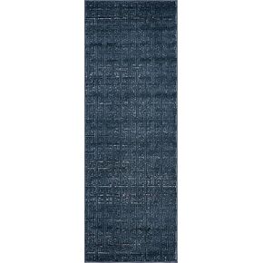 Unique Loom Uptown Collection by Jill Zarin Collection Textured Solid Geometric Modern Runner Rug (2' 2 x 6' 0) Navy Blue/Ivory