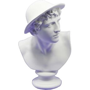 Figurine Sculpture of Mercury Partial Replica, White Color Made of Hard Plastic Resin, 6 Inch Tall Artistic Statue Mythology Figure Replica Hermes Mercury