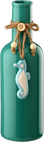 شركة الشجرة الوطنية، مزهرية بورسلين مقاس 9 بوصة مع فرس البحر، فيروزي in Kuwait