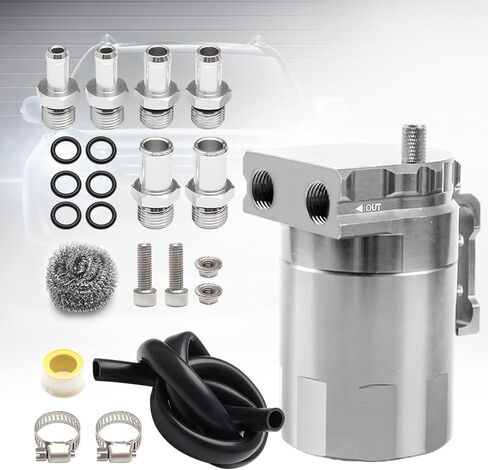 Htostar Racing Thick Shell Baffled Oil Catch Can Coolant Fuel Catch Can Reservoir Kit - Black in Saudi Arabia
