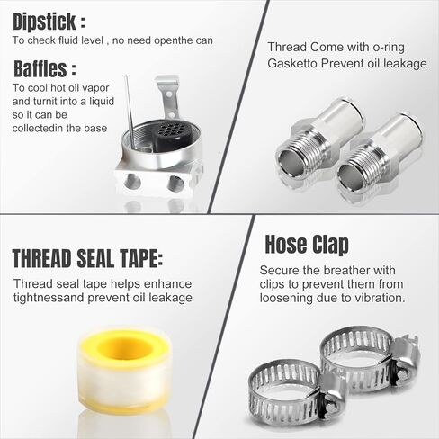 Htostar Racing Thick Shell Baffled Oil Catch Can Coolant Fuel Catch Can Reservoir Kit - Black in Saudi Arabia