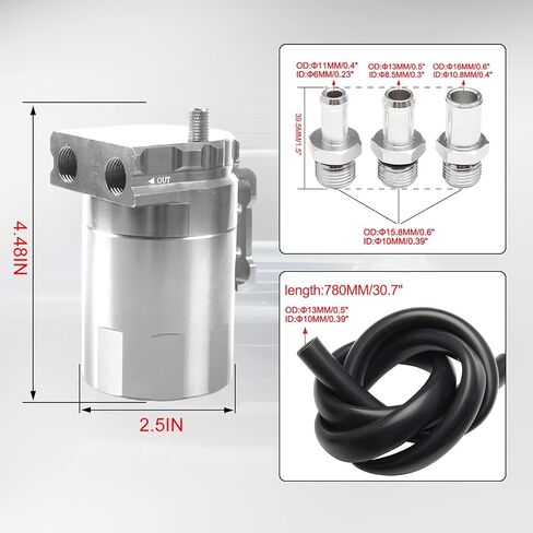 Htostar Racing Thick Shell Baffled Oil Catch Can Coolant Fuel Catch Can Reservoir Kit - Black in Saudi Arabia
