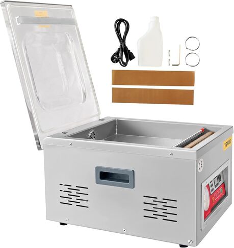 VEVOR Chamber Vacuum Sealer، قوة الختم 260 واط، آلة تعبئة الفراغ للأطعمة الرطبة واللحوم والمخللات وأكثر من ذلك، حجم صغير بطول إغلاق 10.2 بوصة، مطبق في المطبخ المنزلي والاستخدام التجاري in Saudi Arabia