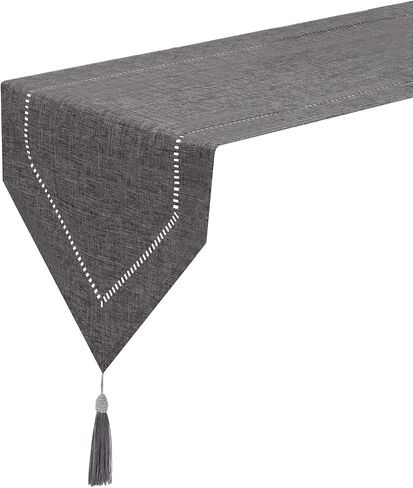 Table Runner Linen Grey 12 x 86 Inch, Tablerunner Linen Look Solid Color, Modern Easy Care Table Runner for Dining Table, Coffee Table, Restaurant,Decoration in Saudi Arabia