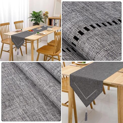 Table Runner Linen Grey 12 x 86 Inch, Tablerunner Linen Look Solid Color, Modern Easy Care Table Runner for Dining Table, Coffee Table, Restaurant,Decoration in Saudi Arabia