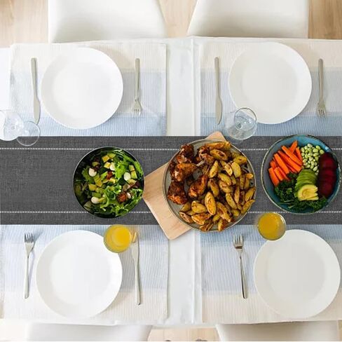 Table Runner Linen Grey 12 x 86 Inch, Tablerunner Linen Look Solid Color, Modern Easy Care Table Runner for Dining Table, Coffee Table, Restaurant,Decoration in Saudi Arabia